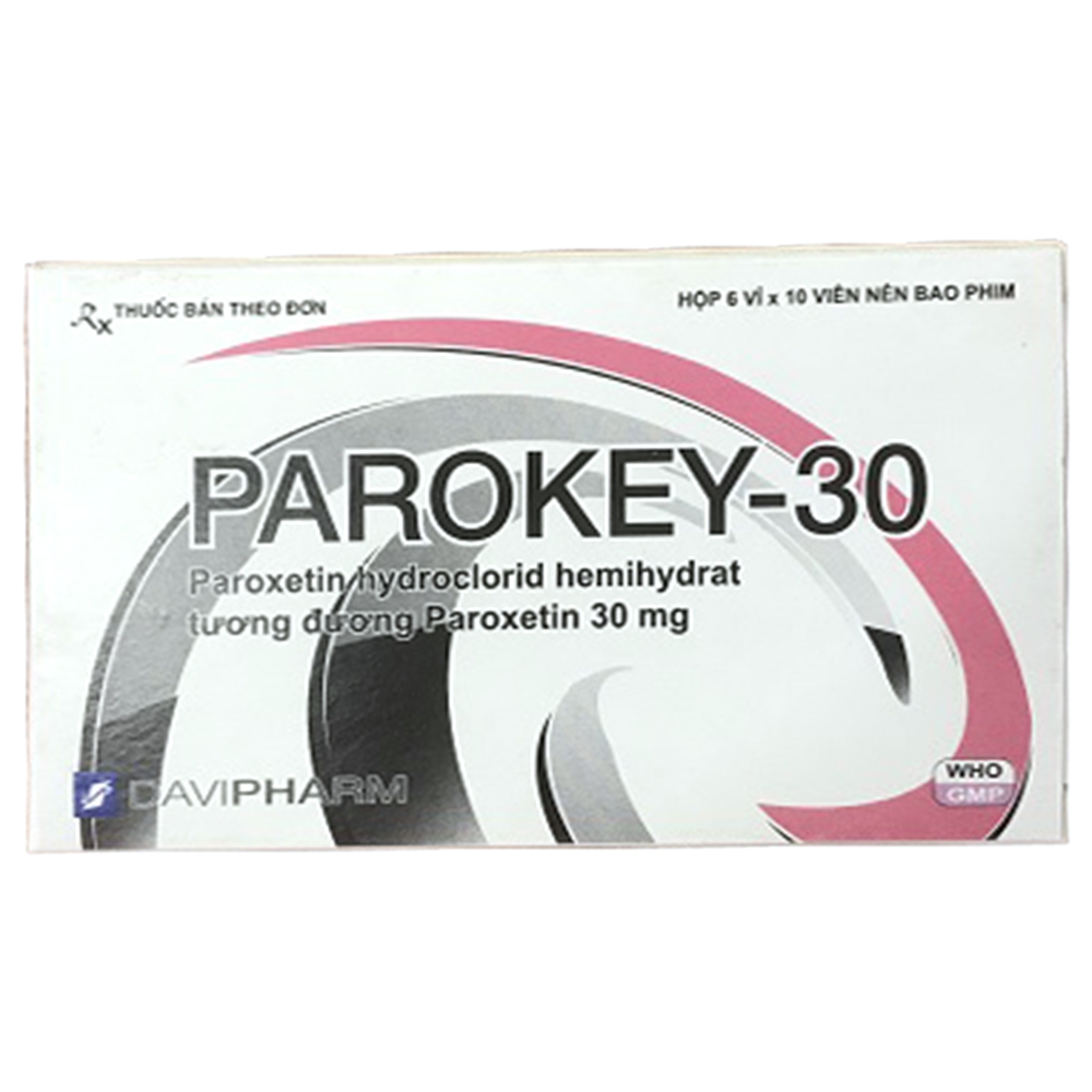 Hình ảnh Viên nén Parokey-30 DaViPharm điều trị bệnh trầm cảm, rối loạn ám ảnh cưỡng bức (6 vỉ x 10 viên)