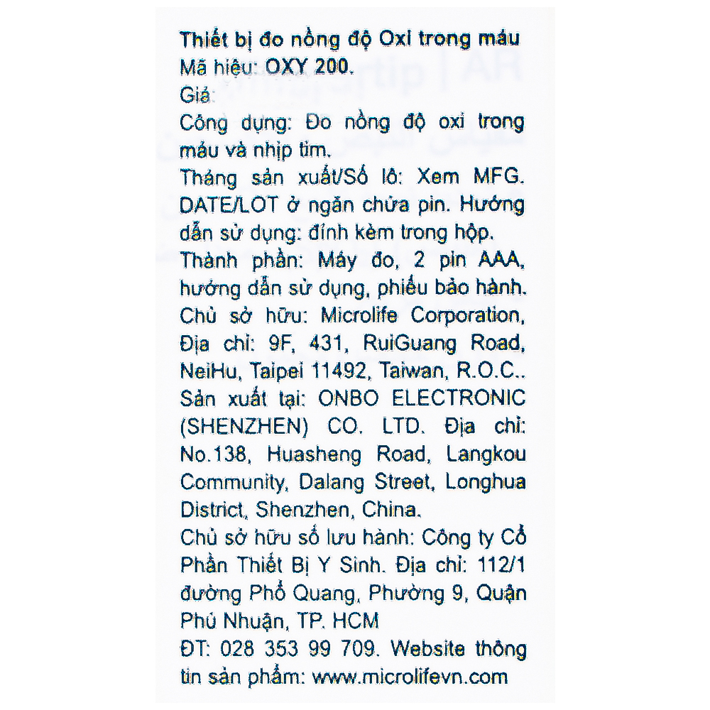 Hình ảnh Máy đo nồng độ oxy trong máu Microlife Oxy 200 hỗ trợ đo nhanh chóng và chính xác