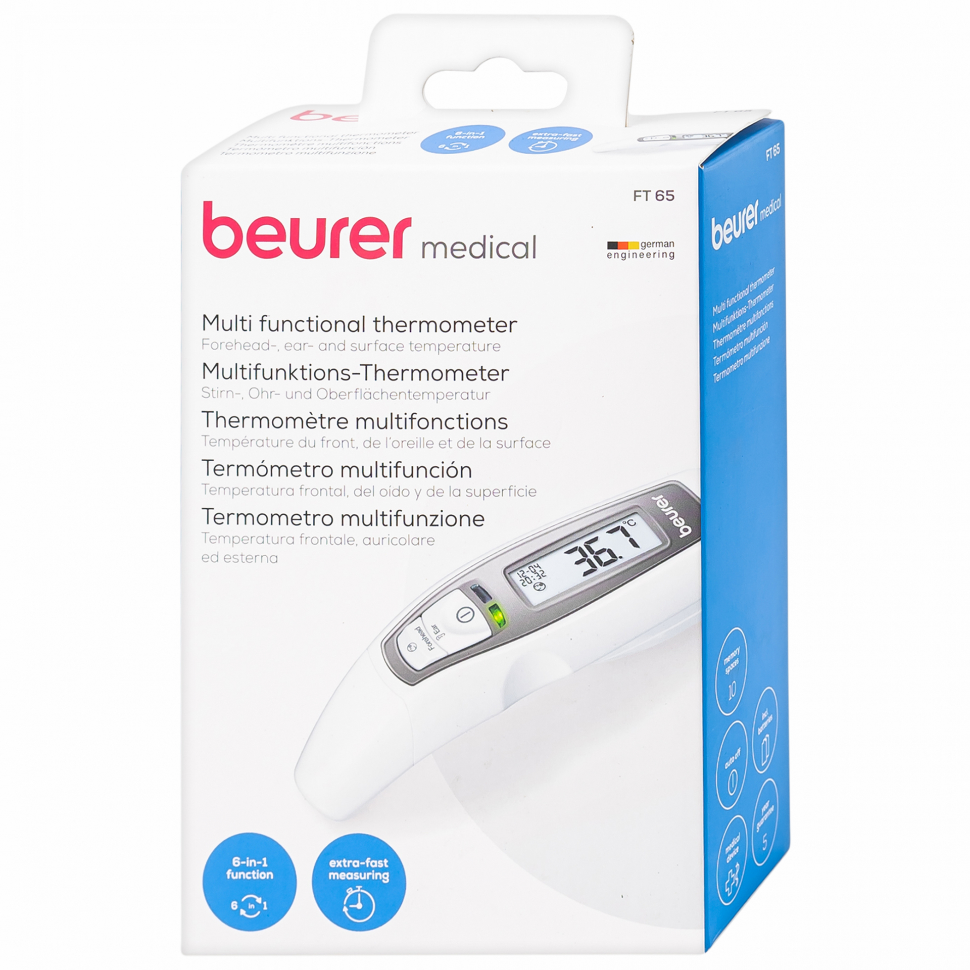 Hình ảnh Nhiệt kế điện tử Beurer Medical FT65 hỗ trợ đo ở các vị trí tai, trán, cơ thể (1 chiếc)