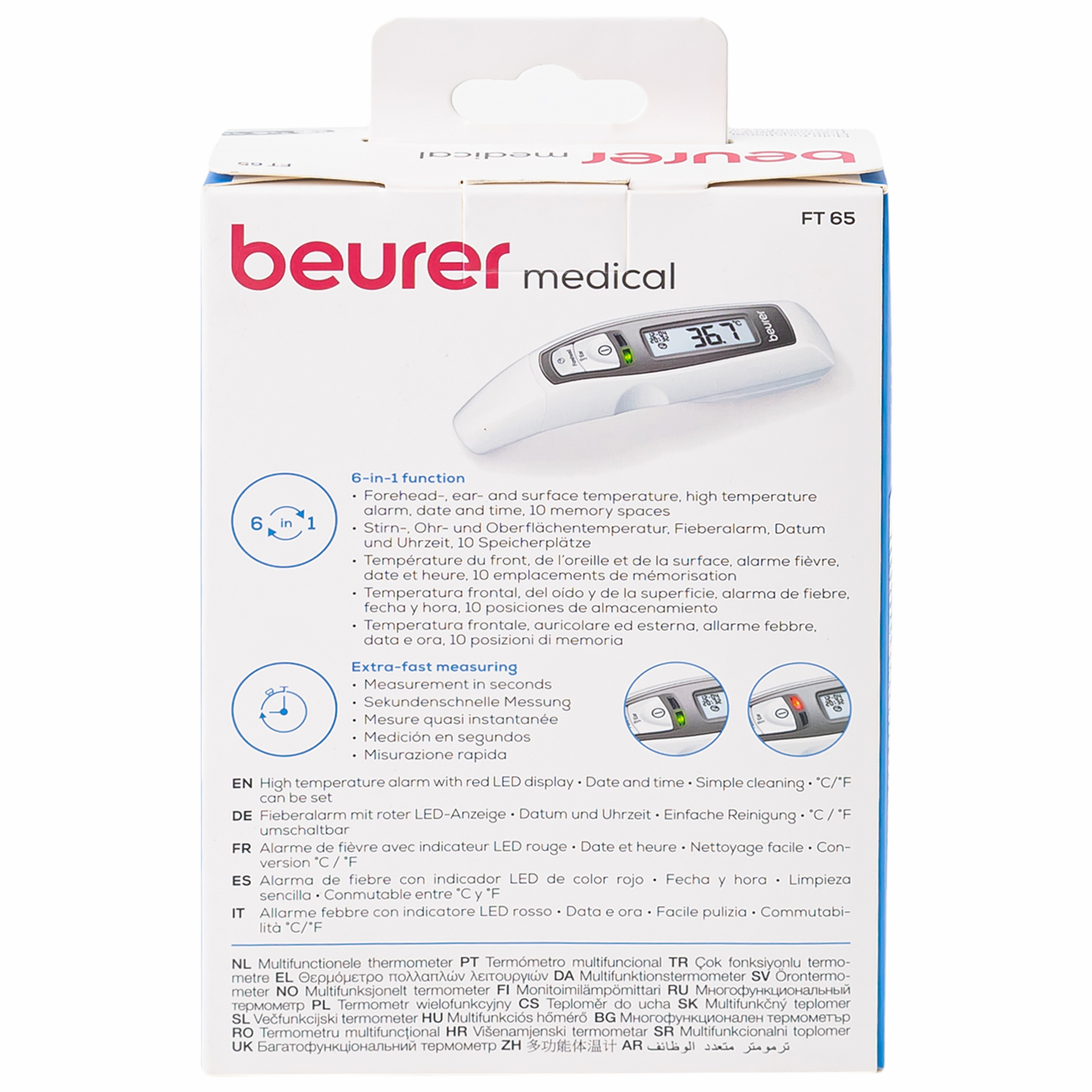 Hình ảnh Nhiệt kế điện tử Beurer Medical FT65 hỗ trợ đo ở các vị trí tai, trán, cơ thể (1 chiếc)