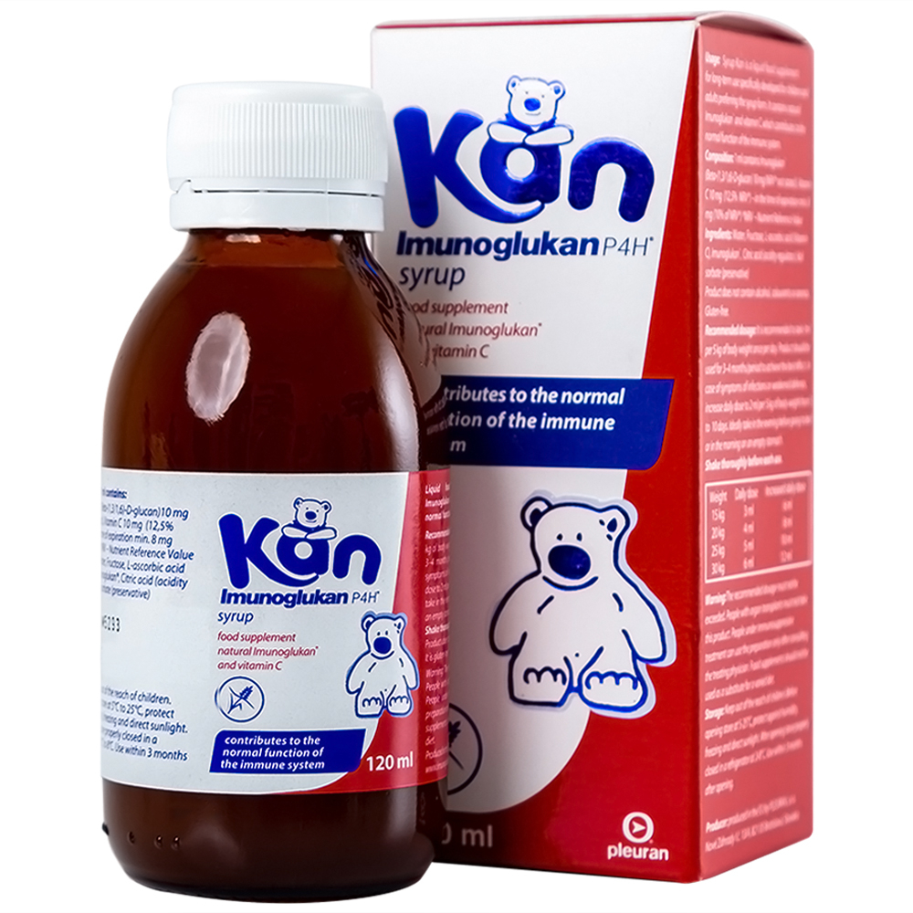 Syrup Kan Imunoglukan P4H Pleuran hỗ trợ tăng cường đề kháng ở trẻ em (120ml)