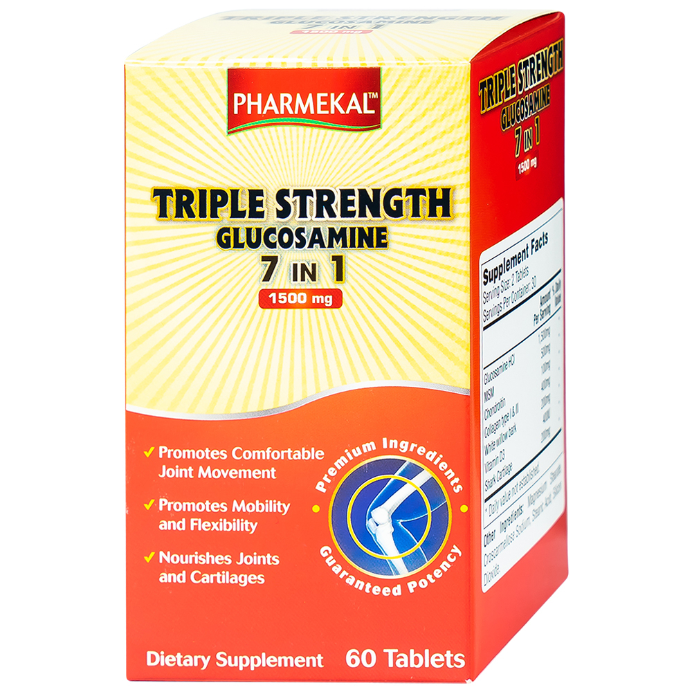 Hình ảnh Viên uống Triple Strength Glucosamine 7 in 1 1500mg Pharmekal bổ sung dịch nhờn cho khớp (60 viên)