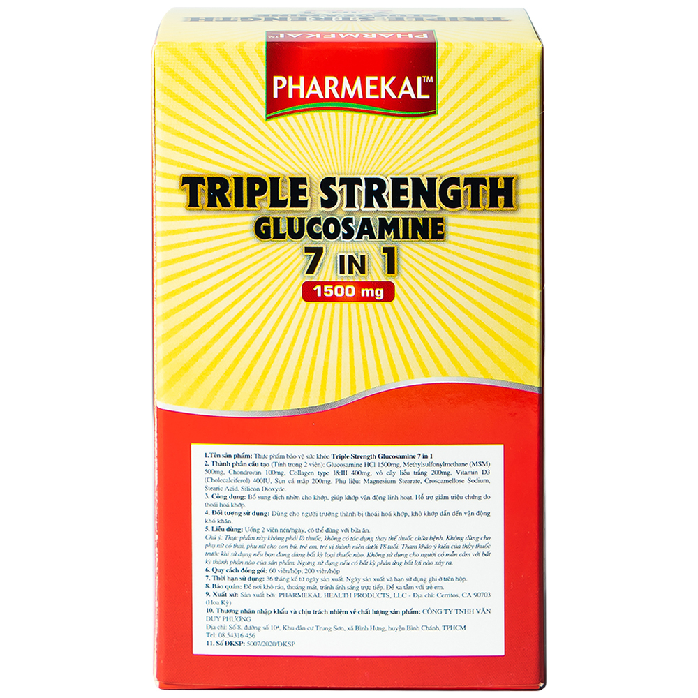 Hình ảnh Viên uống Triple Strength Glucosamine 7 in 1 1500mg Pharmekal bổ sung dịch nhờn cho khớp (60 viên)