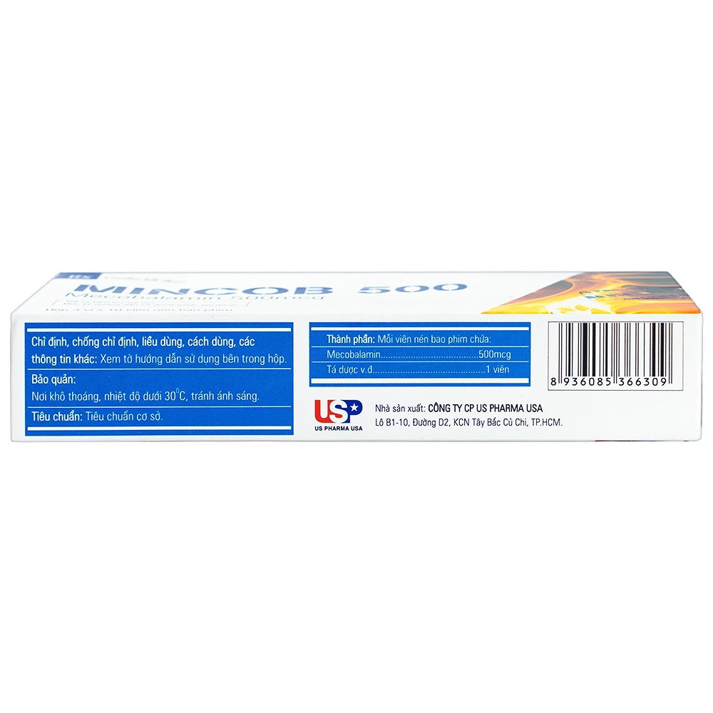 Hình ảnh Viên nén Mincob 500 Usp điều trị và dự phòng thiếu Vitamin B12 (3 vỉ x 10 viên)