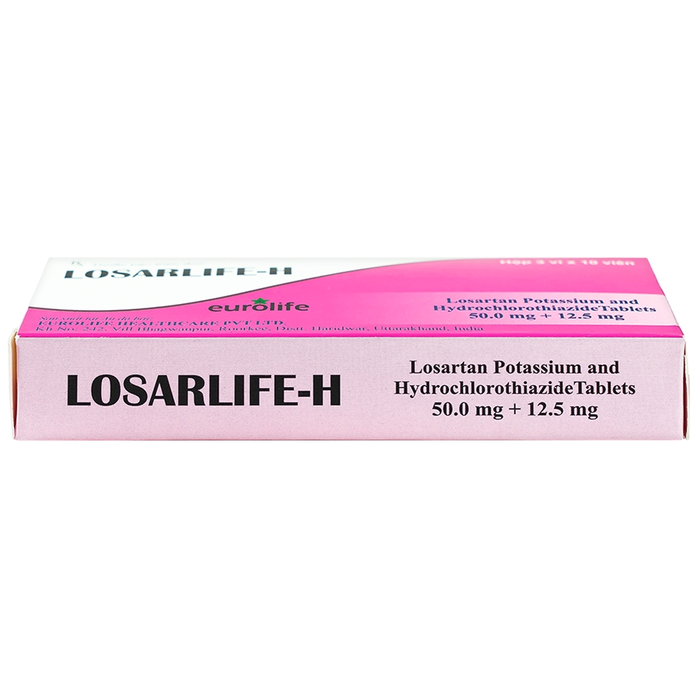 Hình ảnh Viên nén Losarlife-H 50mg/12.5mg Eurolife điều trị cao huyết áp (3 vỉ x 10 viên)