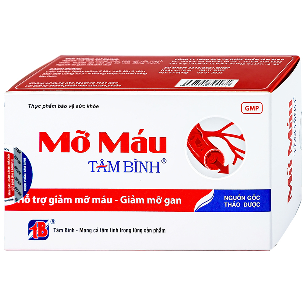 Viên uống Mỡ Máu Tâm Bình hỗ trợ giảm mỡ máu, giảm mỡ gan (5 vỉ x 12 viên)