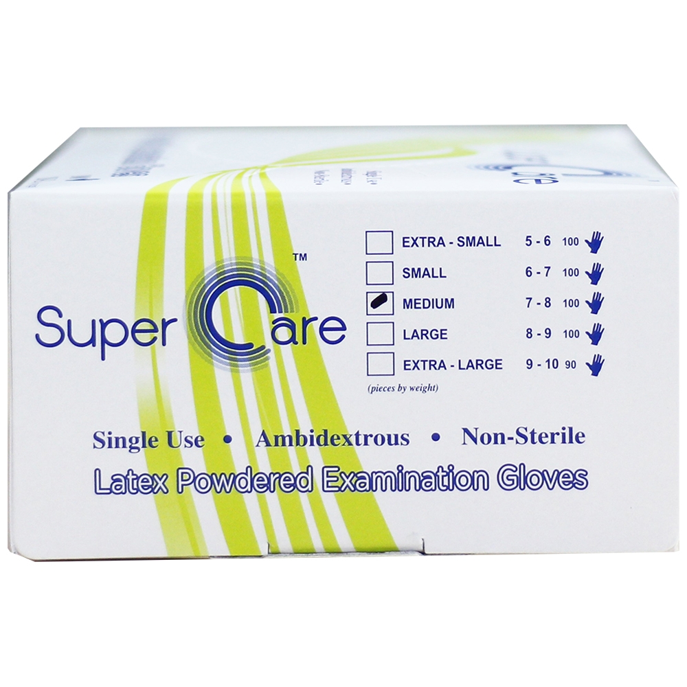 Hình ảnh Găng tay thăm khám dùng trong y tế Super Care Latex Powdered Examination Gloves Size M (100 cái)