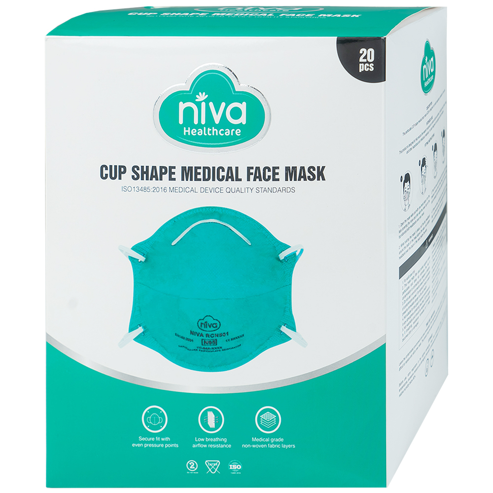 Hình ảnh Khẩu trang y tế Niva Cup Ac95 Healthcare hỗ trợ ngăn khói, bụi, kháng khuẩn (20 cái)