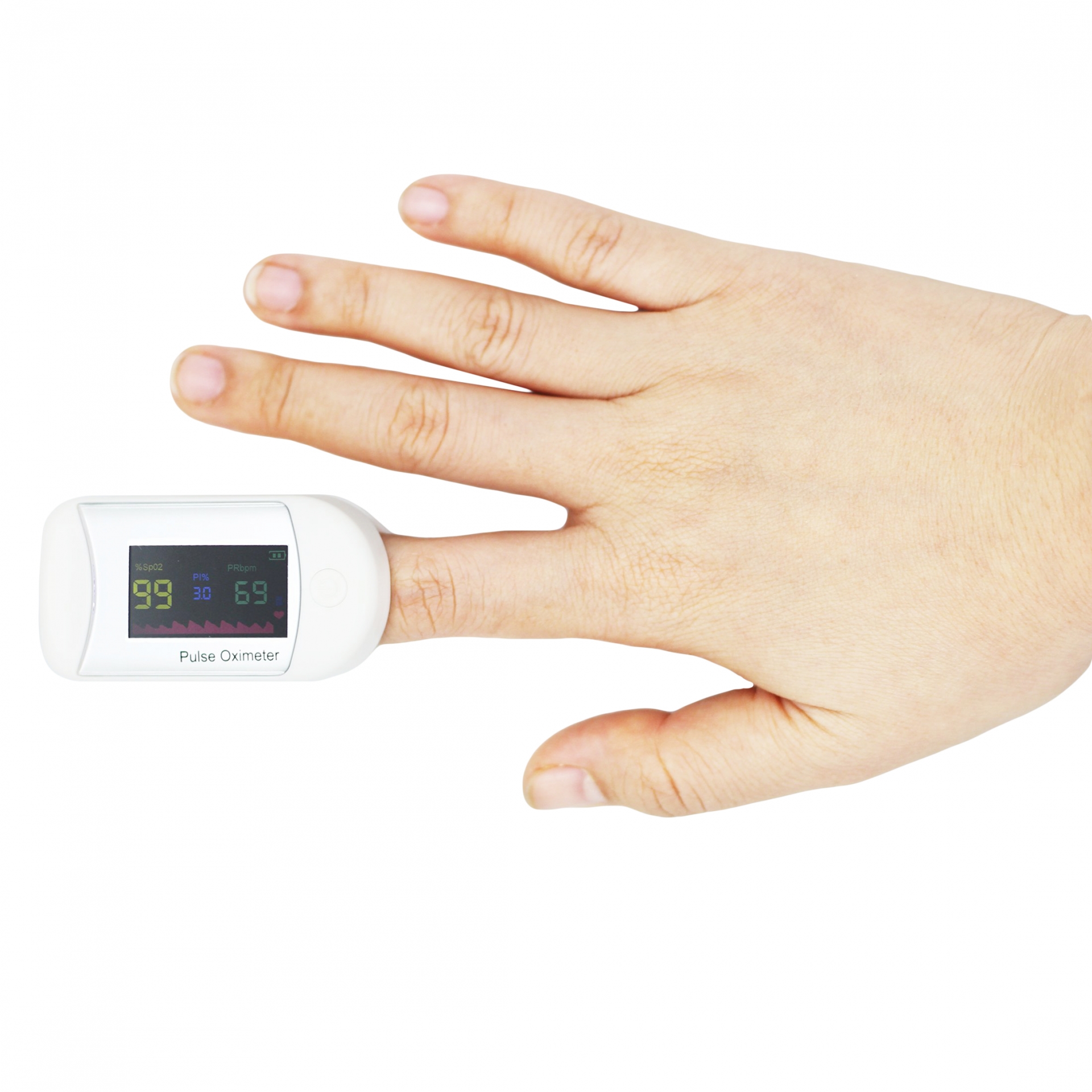 Hình ảnh Máy đo nồng độ oxy trong máu (SPO2) Pulse Fingertip Oximeter A4 Oromi hỗ trợ đo nhanh chóng và chính xác