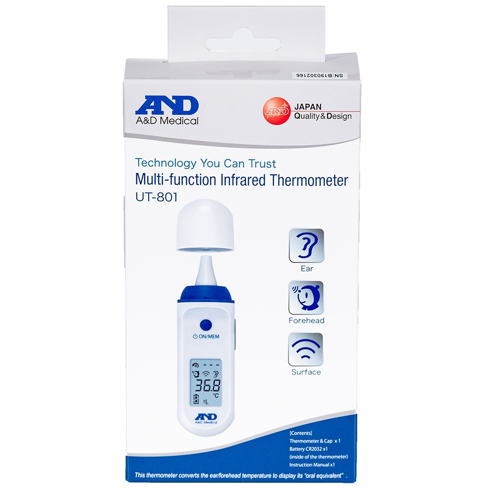 Hình ảnh Nhiệt kế hồng ngoại đo tai, trán AND A&D Medical UT-801 đo nhanh, chính xác chỉ sau 1 giây