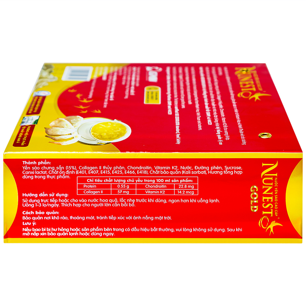Hình ảnh Nước Yến Sào cao cấp Nunest Gold 15% có đường, bồi bổ sức khỏe và đẩy lùi lão hóa (6 hũ x 70ml)
