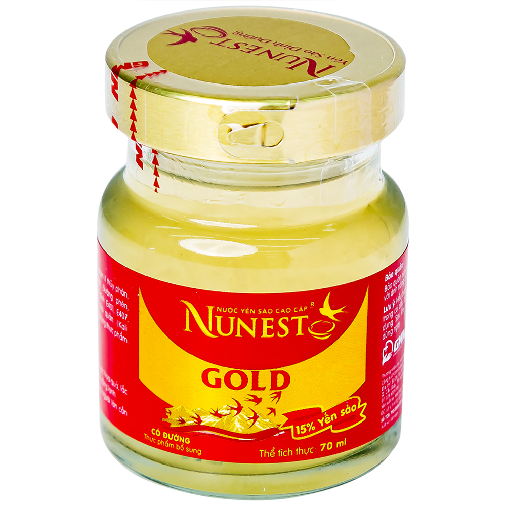 Hình ảnh Nước Yến Sào cao cấp Nunest Gold 15% có đường, bồi bổ sức khỏe và đẩy lùi lão hóa (6 hũ x 70ml)