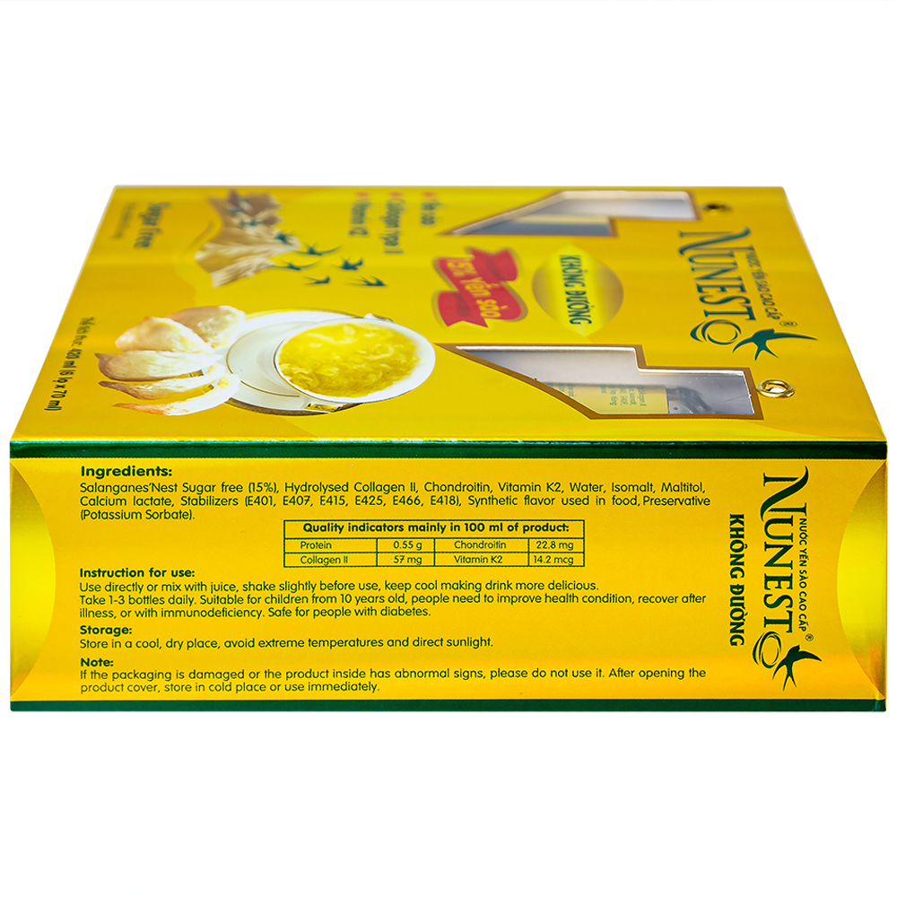 Hình ảnh Nước Yến Sào cao cấp Nunest 15% không đường, giúp bồi bổ cơ thể, tăng cường sức khỏe (6 hũ x 70ml)