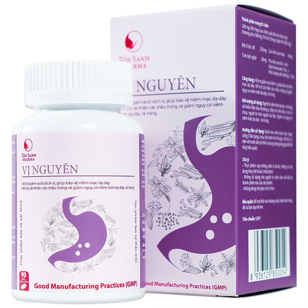 Hình ảnh Viên uống Vị Nguyên hỗ trợ giảm acid dịch vị, bảo vệ niêm mạc dạ dày (90 viên)