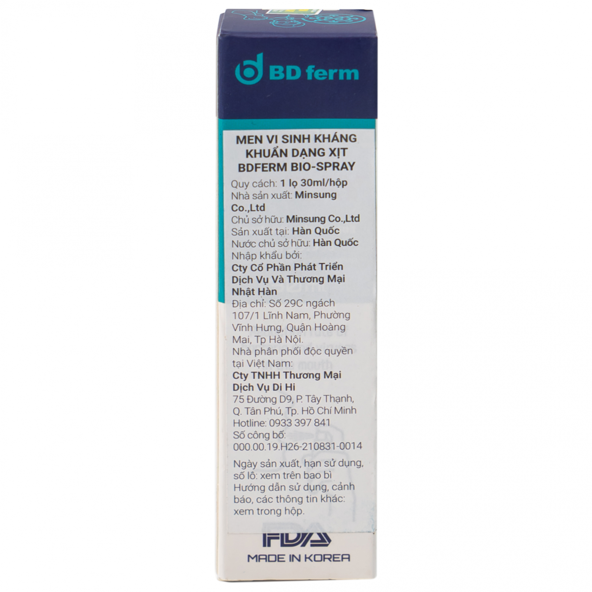 Hình ảnh Men vi sinh kháng khuẩn dạng xịt BDFerm Bio - Spray 30ml ngăn ngừa các bệnh hô hấp