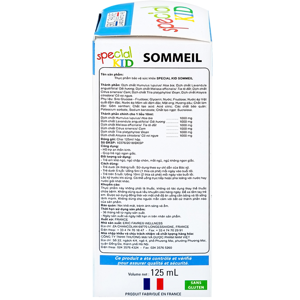 Hình ảnh Siro Special Kid Sommeil hỗ trợ an thần kinh, giúp trẻ ngủ ngon giấc (125ml)