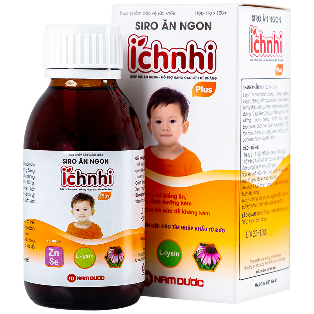 Siro Ích Nhi Plus Nam Dược bổ sung kẽm, seien và lysin giúp trẻ ăn ngon (100ml)