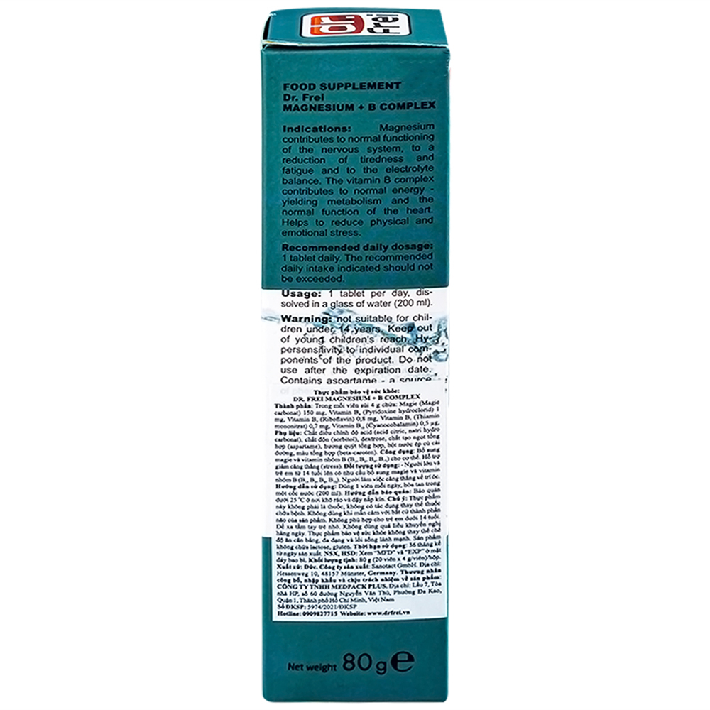 Hình ảnh Viên sủi Magnesium + B Complex Dr. Frei hỗ trợ giảm căng thẳng (20 viên)