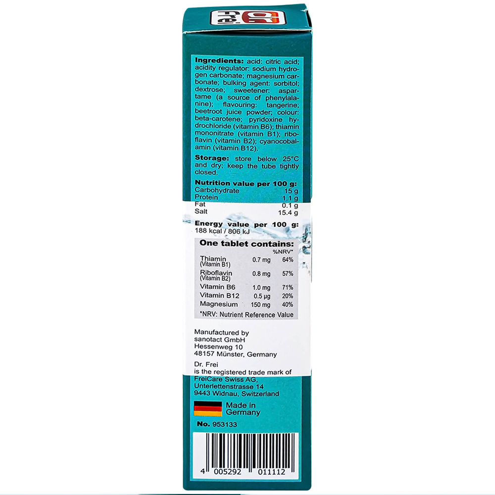 Hình ảnh Viên sủi Magnesium + B Complex Dr. Frei hỗ trợ giảm căng thẳng (20 viên)