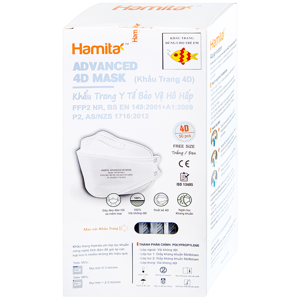 Hình ảnh Khẩu trang y tế Hamita Advanced 4D Mask hỗ trợ ngăn khói, bụi, kháng khuẩn (5 cái)