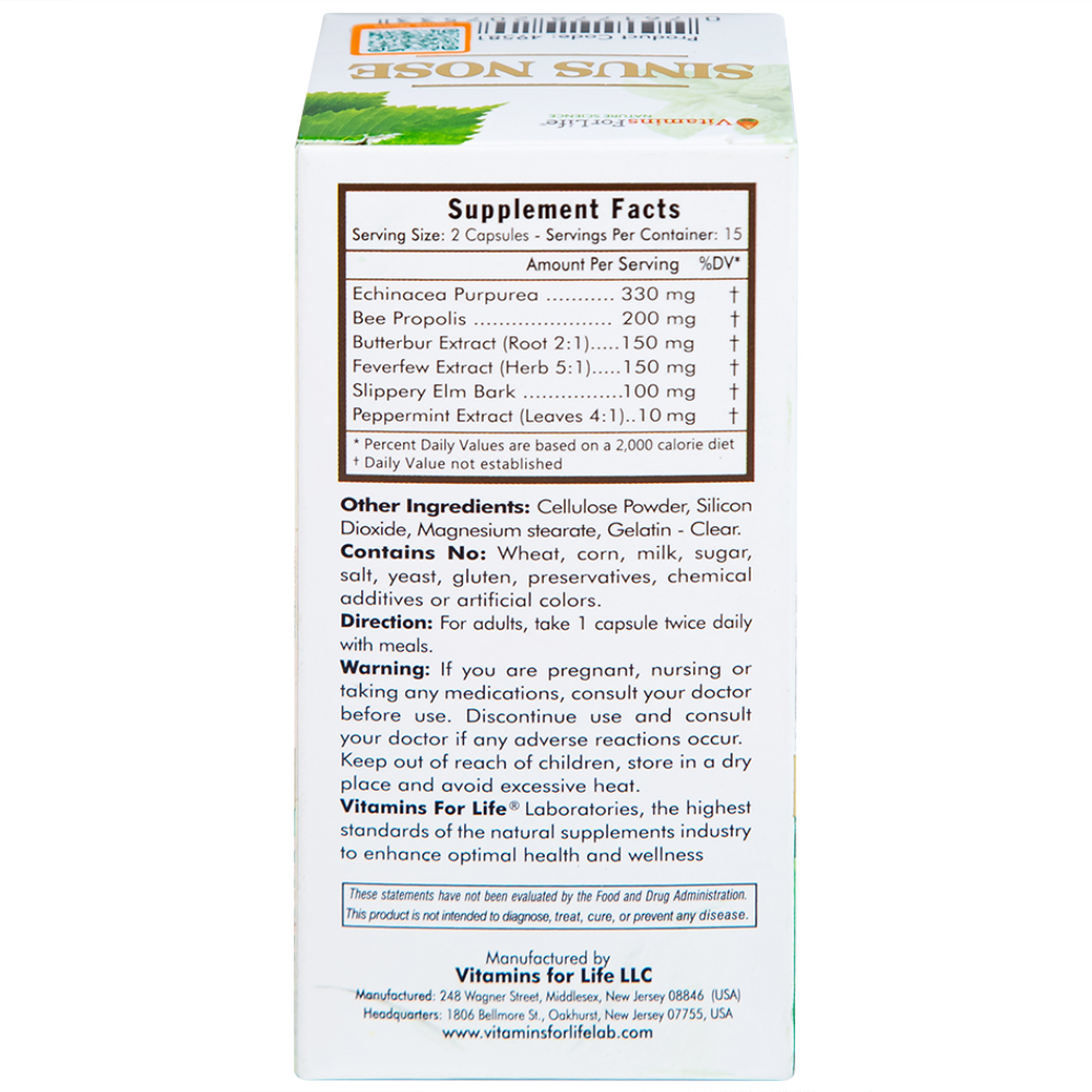 Hình ảnh Viên uống Sinus Nose Vitamins For Life hỗ trợ tăng cường sức khỏe đường hô hấp (30 viên)