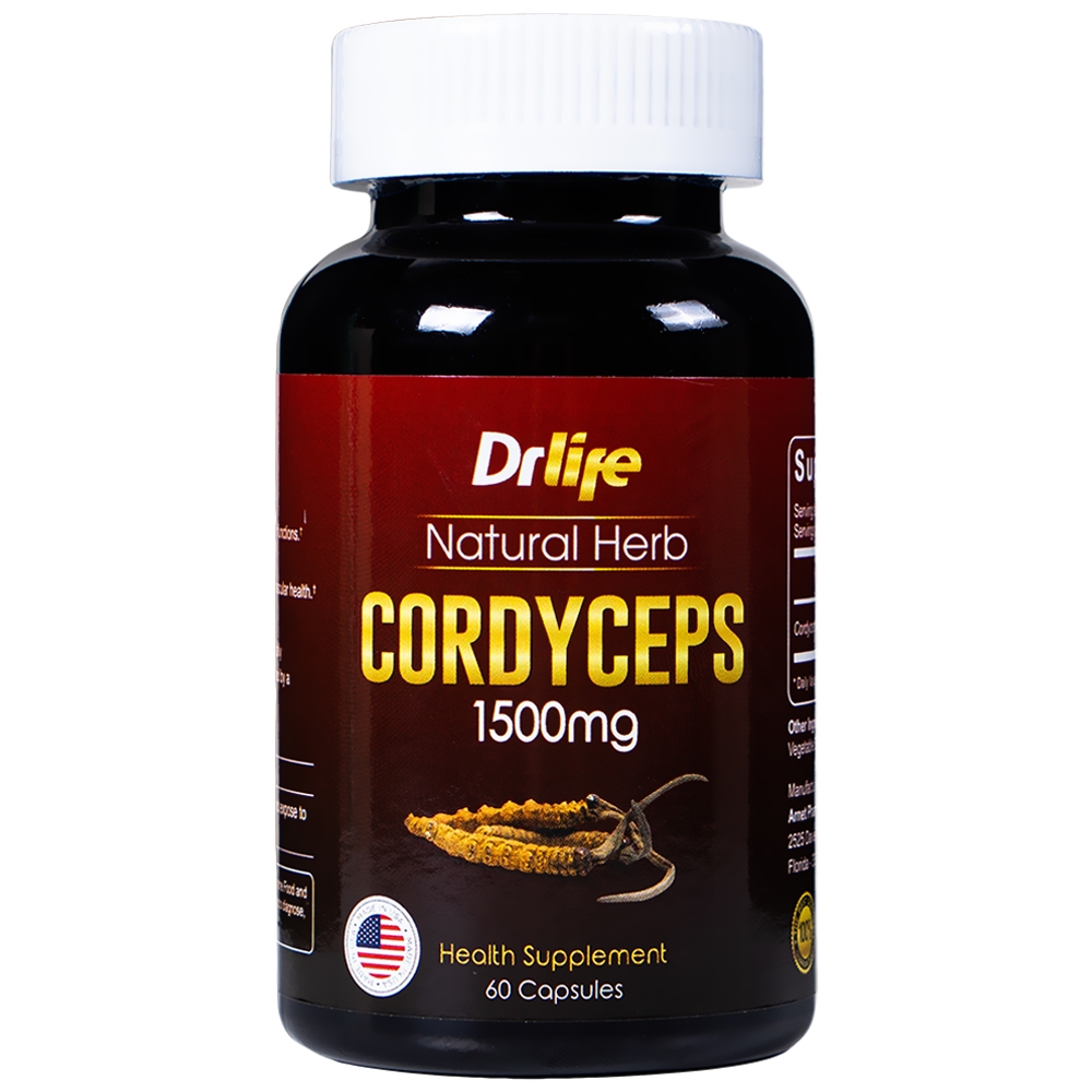Hình ảnh Viên uống Đông Trùng Hạ Thảo Dr Life Natural Herb Cordyceps 1500mg tăng cường sức đề kháng (60 viên)