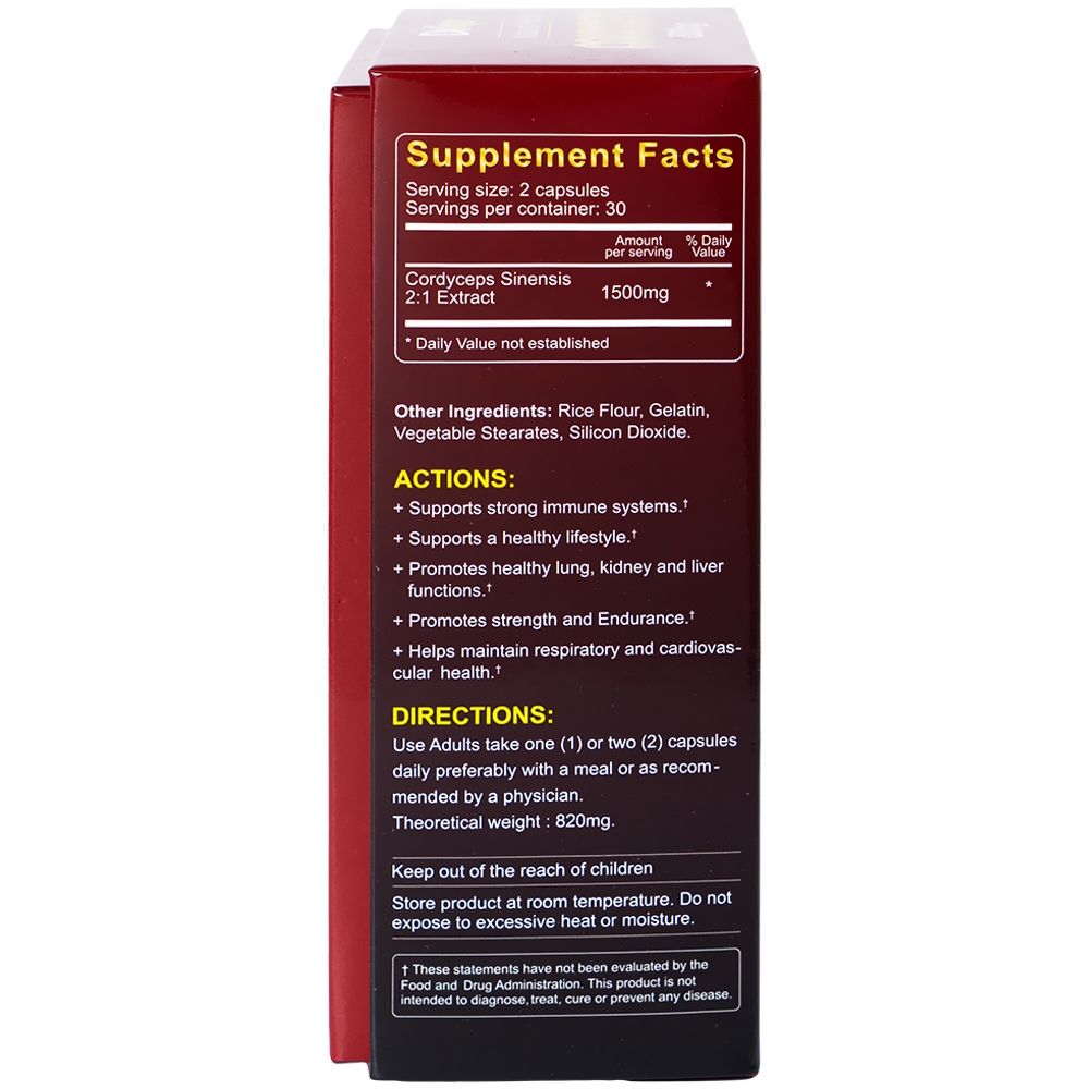 Hình ảnh Viên uống Đông Trùng Hạ Thảo Dr Life Natural Herb Cordyceps 1500mg tăng cường sức đề kháng (60 viên)