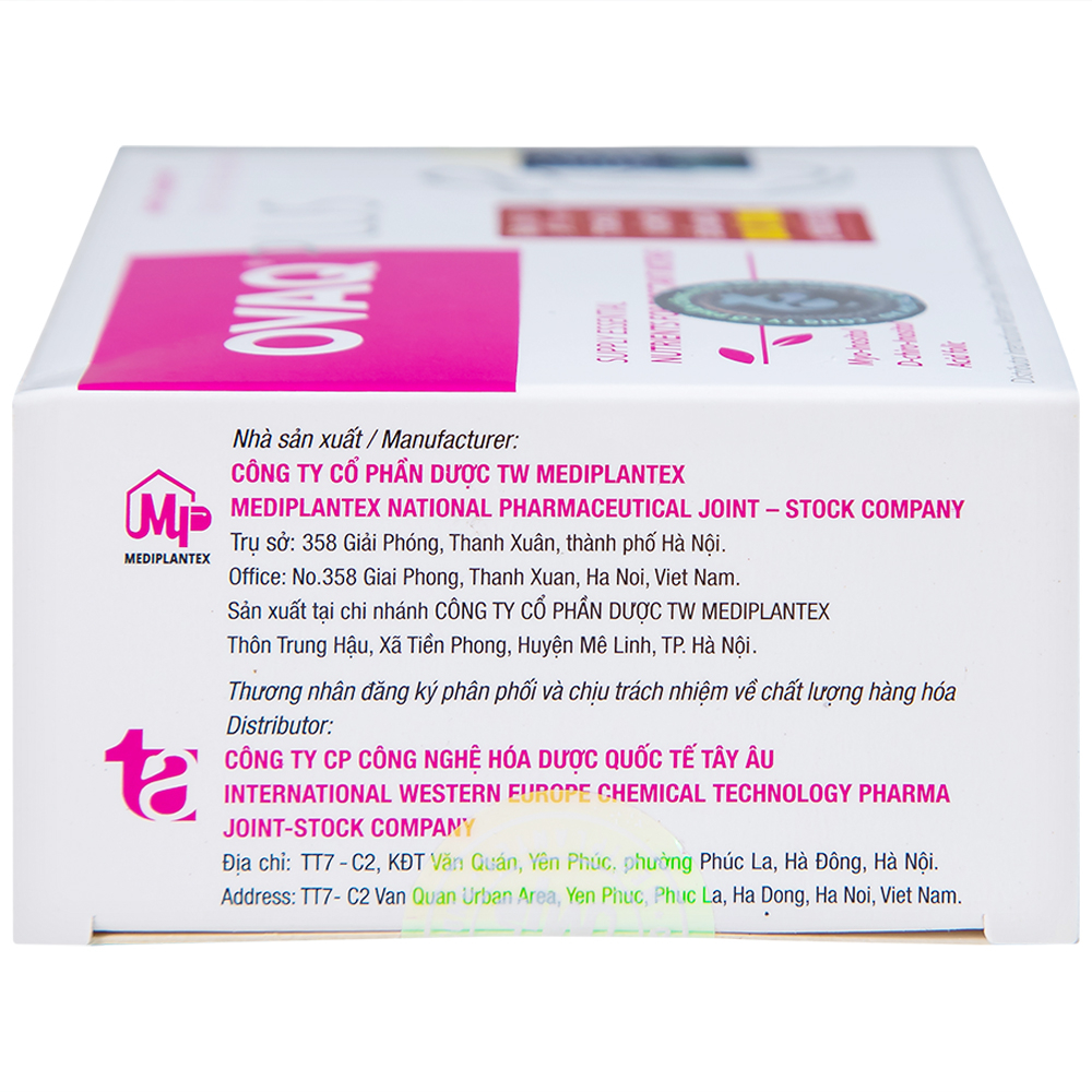 Hình ảnh Viên uống OVAQ Plus TW Mediplantex bổ sung dinh dưỡng cho phụ nữ trước khi mang thai (30 Viên)