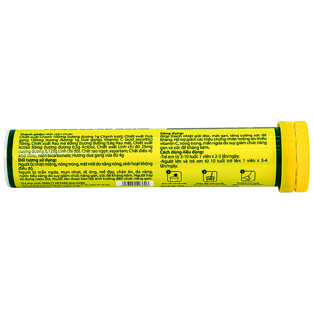 Hình ảnh Viên sủi Thanh Nhiệt Livecool Nam Dược hương dưa gang giải độc, mát gan, tăng cường sức đề kháng (16 viên)