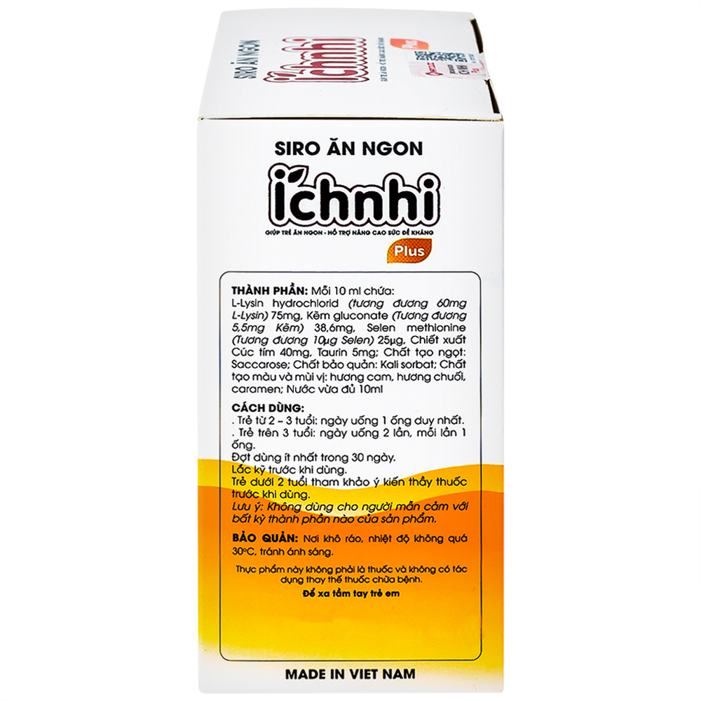 Hình ảnh Siro Ích Nhi Plus Nam Dược bổ sung kẽm, seien và lysin giúp trẻ ăn ngon (4 vỉ x 5 ống x 10ml)