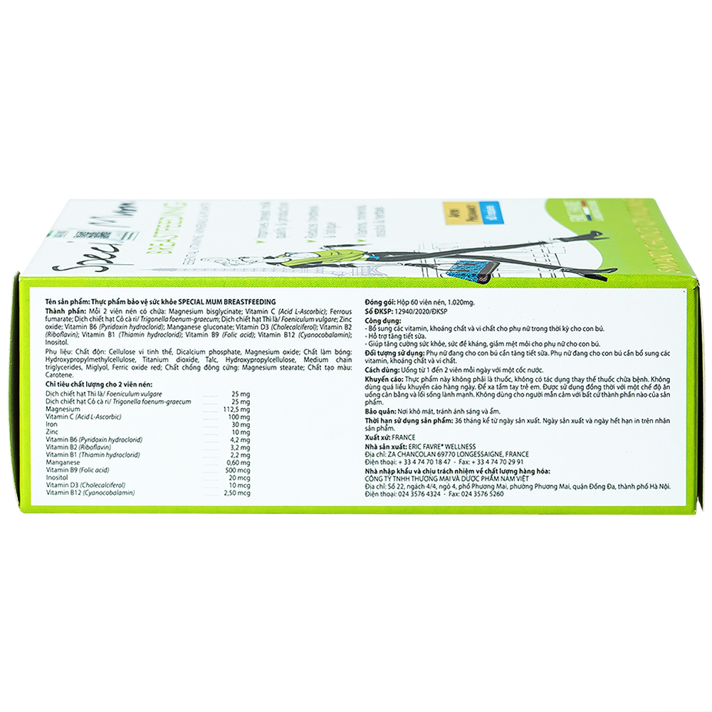 Hình ảnh Viên uống Special Mum Breastfeeding Eric Favre bổ sung các vitamin, khoáng chất (4 vỉ x 15 viên)