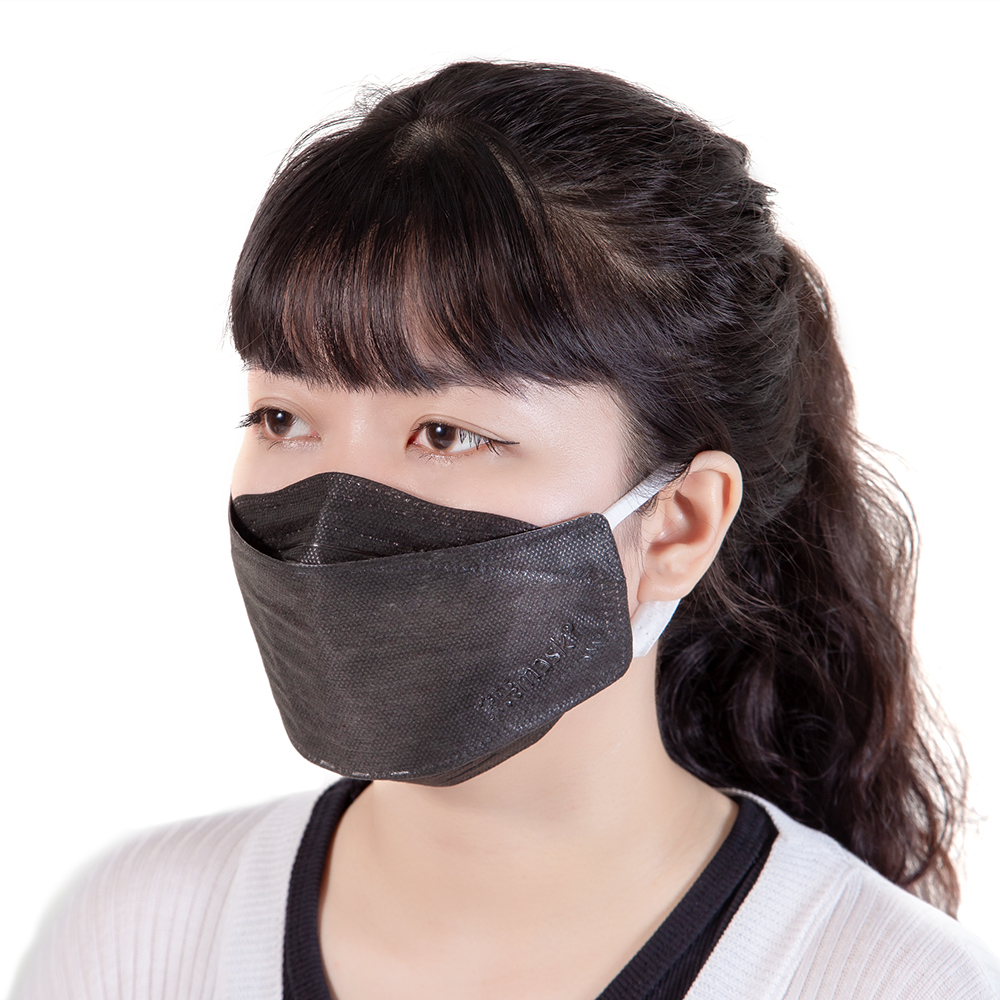 Hình ảnh Khẩu trang y tế cao cấp 3Hmask Vĩnh Tiến 4D màu đen hỗ trợ ngăn khói, bụi, kháng khuẩn (20 cái)