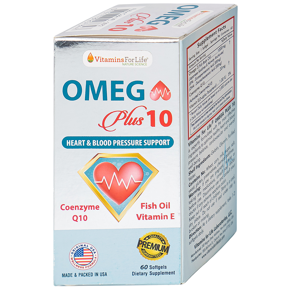Hình ảnh Viên uống Omega Plus 10 Vitamins For Life chống oxy hóa, hỗ trợ tốt cho tim mạch (Hộp 60 viên)