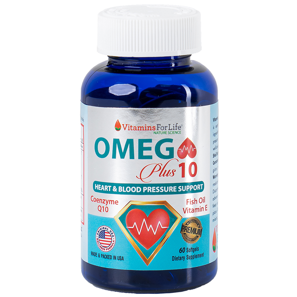Hình ảnh Viên uống Omega Plus 10 Vitamins For Life chống oxy hóa, hỗ trợ tốt cho tim mạch (Hộp 60 viên)