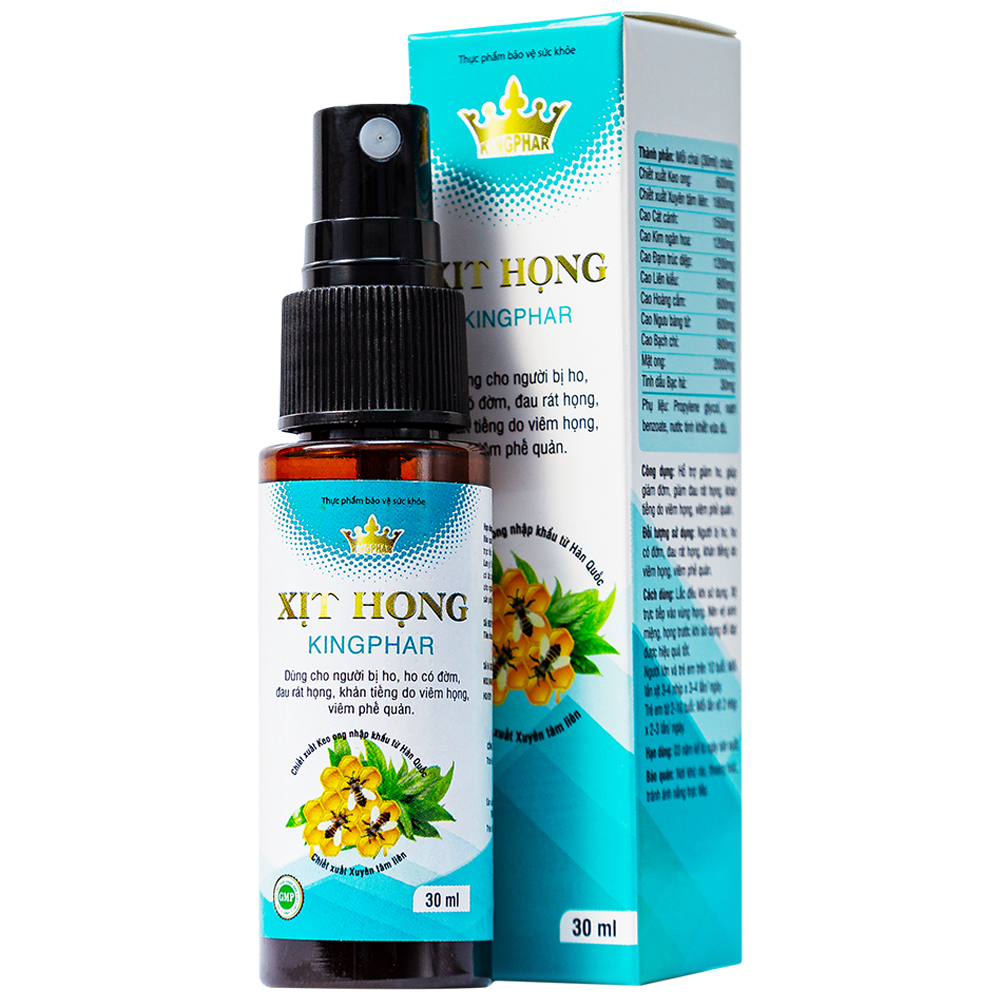 Hình ảnh Xịt Họng Kingphar dùng cho người bị ho, ho có đờm, đau rát họng, khàn tiếng do viêm họng, viêm phế quản (30ml)