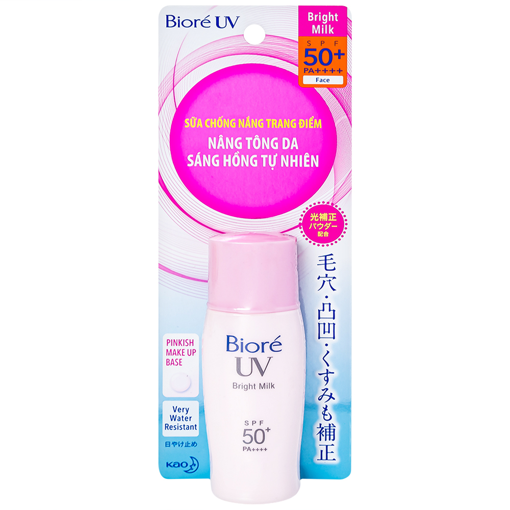Sữa chống nắng trang điểm Bioré UV Bright Milk SPF50+ PA++++ nâng tông da sáng hồng tự nhiên cho mặt (30ml)