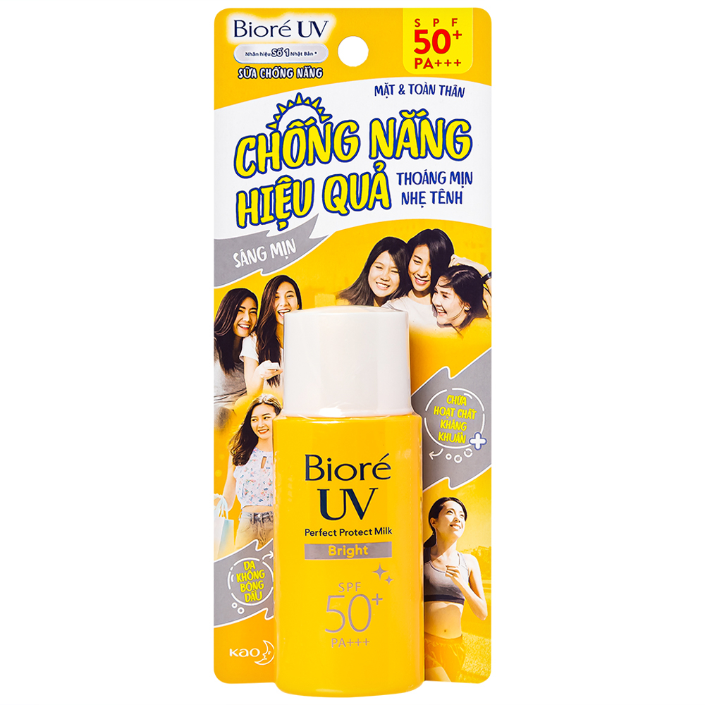 Hình ảnh Sữa chống nắng mặt và toàn thân Bioré UV Perfect Protect Milk Bright SPF50+ PA+++ sáng mịn da (25ml)
