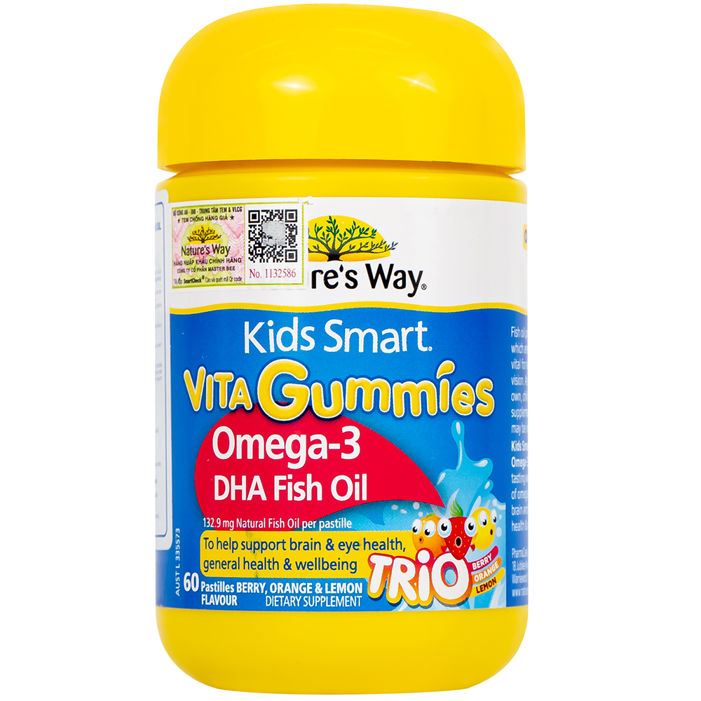 Hình ảnh Viên nhai Nature's Way Kids Smart Vita Gummies Omega-3 DHA Fish Oil hỗ trợ tăng cường sức khỏe (60 viên)