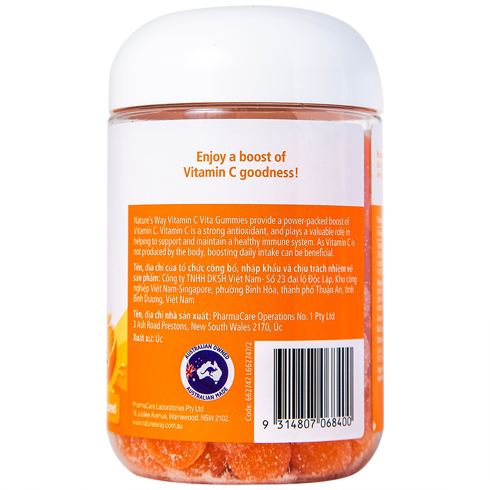 Hình ảnh Kẹo dẻo Vitamin C Vita Gummies Nature's Way vị cam hỗ trợ và duy trì hệ miễn dịch khỏe mạnh (120 viên) 