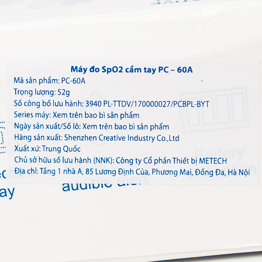 Hình ảnh Máy đo nồng độ oxy trong máu SpO2 Metech - PC - 60A hỗ trợ đo nhanh chóng và chính xác