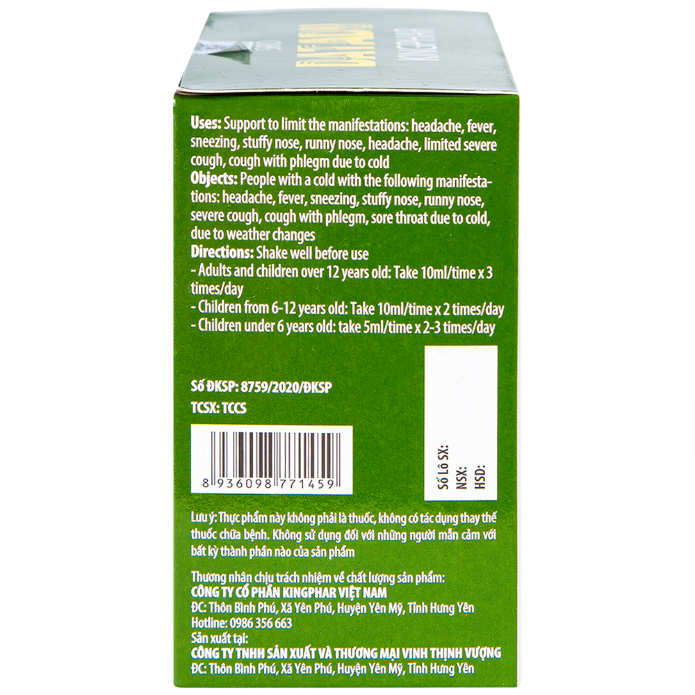 Hình ảnh Siro Datadu Kingphar hỗ trợ hạn chế đau đầu, sốt, ho (4 vỉ x 5 ống x 10ml)