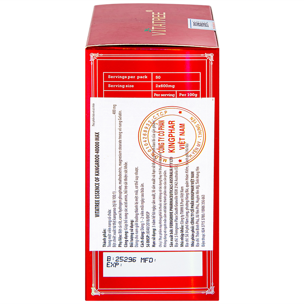 Hình ảnh Viên uống Essence Of Kangaroo 40000 Max Vitatree bổ sung các acid amin, hỗ trợ cải thiện sức khỏe (100 viên)