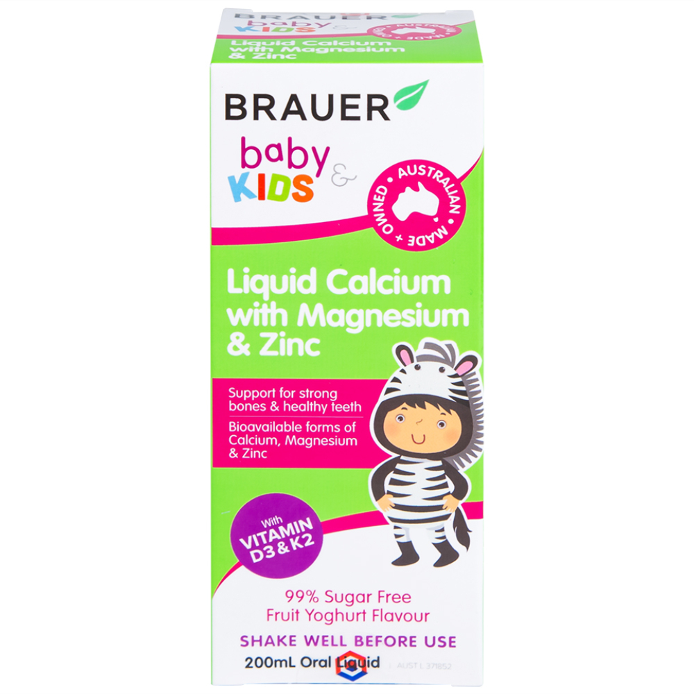 Hình ảnh Siro Brauer Baby Kids Liquid Calcium With Magnesium And Zinc 200ml hỗ trợ xương, răng chắc khỏe