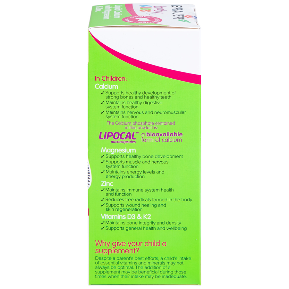 Hình ảnh Siro Brauer Baby Kids Liquid Calcium With Magnesium And Zinc 200ml hỗ trợ xương, răng chắc khỏe