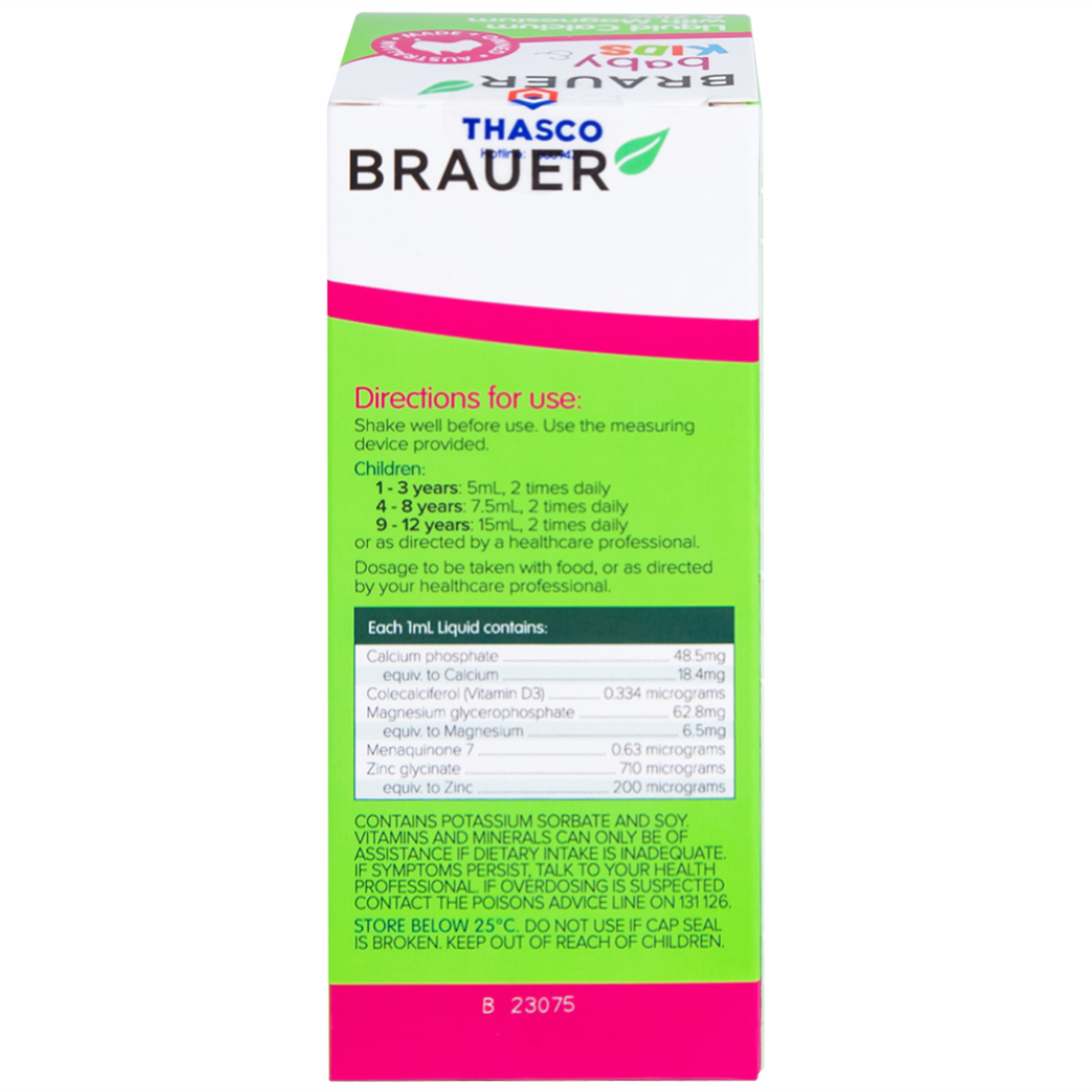 Hình ảnh Siro Brauer Baby Kids Liquid Calcium With Magnesium And Zinc 200ml hỗ trợ xương, răng chắc khỏe
