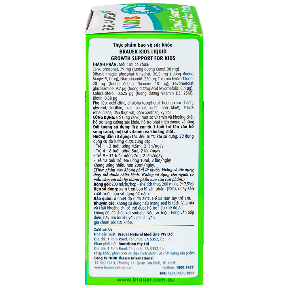 Hình ảnh Siro Brauer Kids Liquid Growth Support For Kids bổ sung canxi, vitamin và khoáng chất (200ml) 