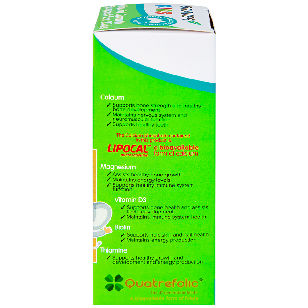 Hình ảnh Siro Brauer Kids Liquid Growth Support For Kids bổ sung canxi, vitamin và khoáng chất (200ml) 