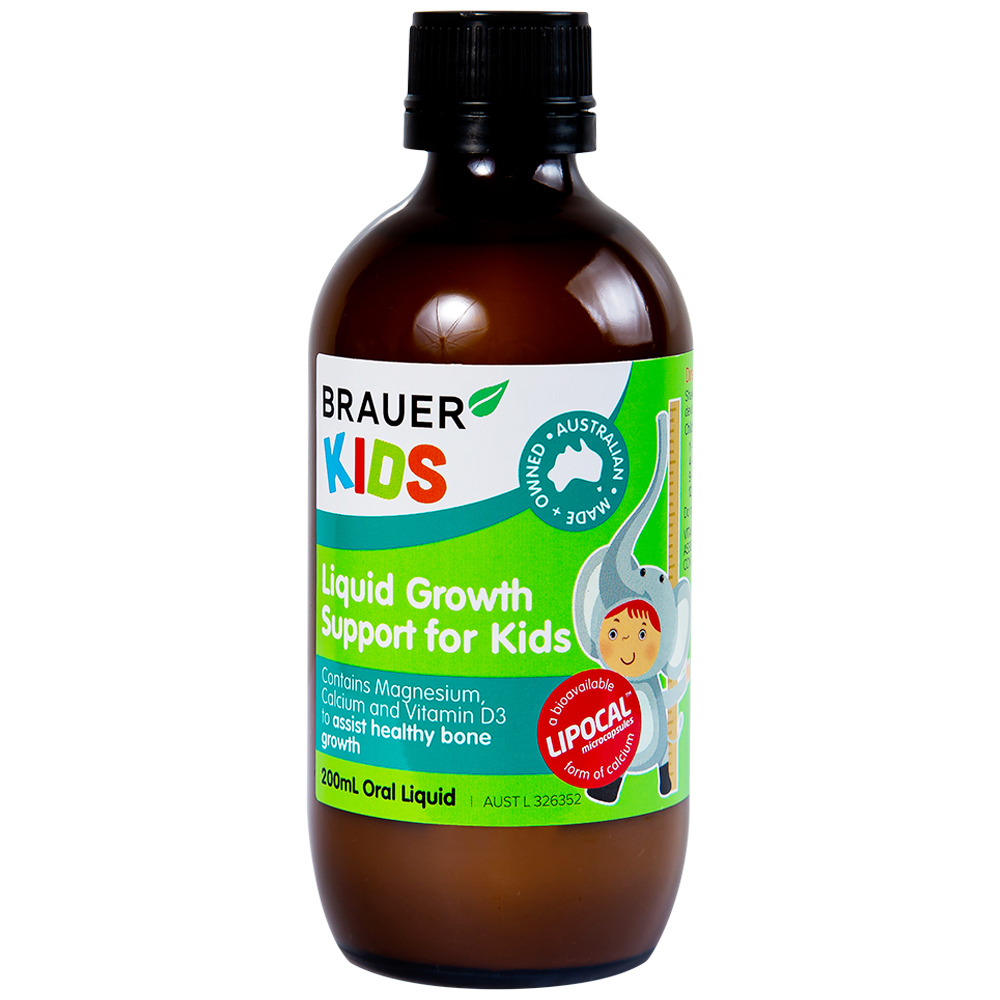 Hình ảnh Siro Brauer Kids Liquid Growth Support For Kids bổ sung canxi, vitamin và khoáng chất (200ml) 