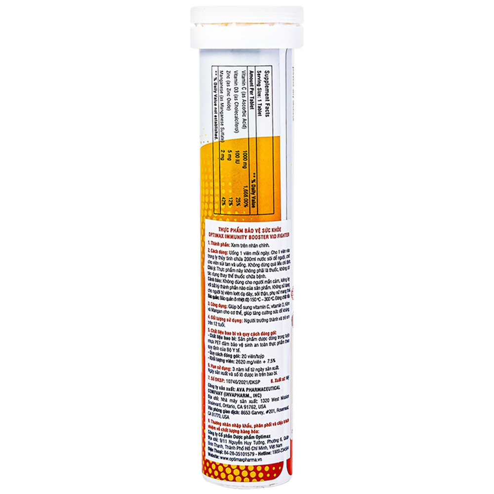 Hình ảnh Viên sủi Optimax Immunity Booster Vid-Fighter tăng cường sức đề kháng cho cơ thể (20 viên)