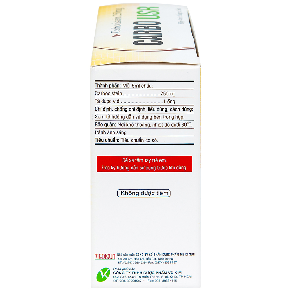 Hình ảnh Thuốc Carbo USR 250mg Medisun điều trị rối loạn đường hô hấp (4 vỉ x 5 ống)